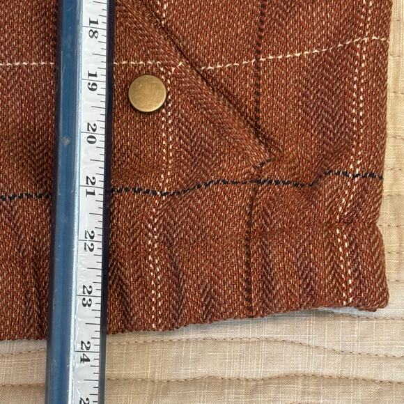 Christopher & Banks Bomber Jacket Rust Windowpane Plaid Tweed Jacket Women’s P/L - Picture 8 of 11